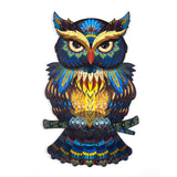NAKIMO Wooden Jigsaw Puzzle Colorful Owl Small Size Jigsaw Puzzle 100 Pieces Unique Shape Animal Wooden Puzzle for Adults and Kids ( 10.4" x 6.3" )
