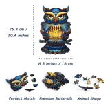 NAKIMO Wooden Jigsaw Puzzle Colorful Owl Small Size Jigsaw Puzzle 100 Pieces Unique Shape Animal Wooden Puzzle for Adults and Kids ( 10.4" x 6.3" )