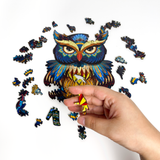 NAKIMO Wooden Jigsaw Puzzle Colorful Owl Small Size Jigsaw Puzzle 100 Pieces Unique Shape Animal Wooden Puzzle for Adults and Kids ( 10.4" x 6.3" )
