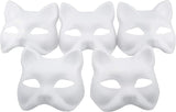 NAKIMO Fox Mask DIY Paintable Cosplay Accessories Mask for Party Masquerade Costume Halloween, Pack of 5