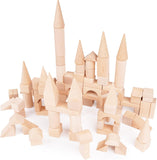 NAKIMO 100Pcs Wooden Building Blocks Set, Wood Stacker Stacking Blocks Game Toys, Multiple Shape, Wooden Blocks for Kids Learning and Playing
