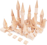 NAKIMO 100Pcs Wooden Building Blocks Set, Wood Stacker Stacking Blocks Game Toys, Multiple Shape, Wooden Blocks for Kids Learning and Playing