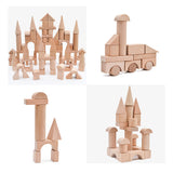 NAKIMO 100Pcs Wooden Building Blocks Set, Wood Stacker Stacking Blocks Game Toys, Multiple Shape, Wooden Blocks for Kids Learning and Playing