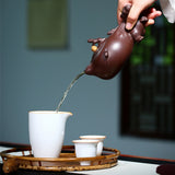 Magicaleast Chinese Zisha Teapot, Yixing Purple Clay Personal Handmade Teapot, Wu Zi Deng Ke