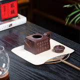 Magicaleast Chinese Zisha Teapot, Yixing Purple Clay Personal Handmade Teapot, Si Fang Qiao Ding