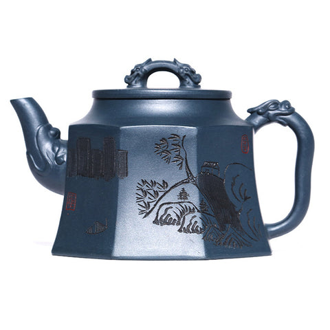 Magicaleast Chinese Zisha Teapot, Yixing Purple Clay Personal Handmade Teapot, Ba Fang Long Quan