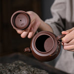 Magicaleast Chinese Zisha Teapot, Yixing Purple Clay Personal Handmade Teapot, Qiu Shuo