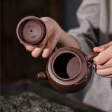 Magicaleast Chinese Zisha Teapot, Yixing Purple Clay Personal Handmade Teapot, Qiu Shuo