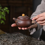 Magicaleast Chinese Zisha Teapot, Yixing Purple Clay Personal Handmade Teapot, Shou Tao