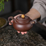 Magicaleast Chinese Zisha Teapot, Yixing Purple Clay Personal Handmade Teapot, Shou Tao